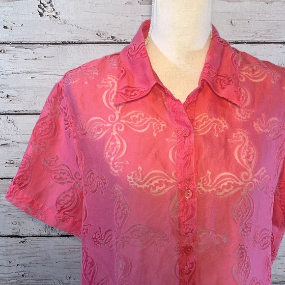 ALFRED DUNNER Button Down Shirt Burnout Pink-16P - Picture 2 of 3